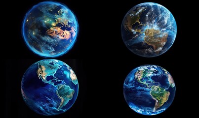  three different views of the earth in three different stages of life. generative ai