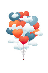 Fototapeta na wymiar A bunch of heart shaped balloons floating in the sky. Generative AI.