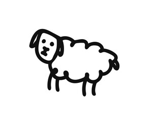 Doodle cute sheep. Scribble hand drawn lamb. Pencil, pen or marker ram in cartoon style. Outline tattoo or clothes print (Full Vector)