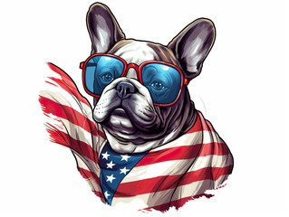 A dog wearing sunglasses and a scarf. Generative AI.