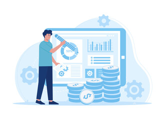 Strategy to increase business profit with some ideas concept flat illustration