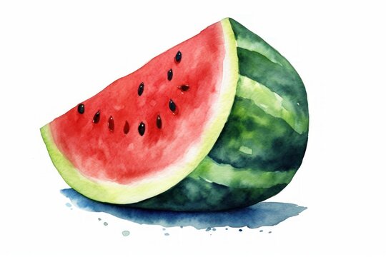 Hand-drawn watermelons and holiday-themed details. oil painting, tshirt, sublimation printing. Watercolour Paint. Generative AI