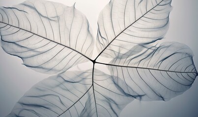  a large white leaf is shown against a gray background with a reflection of the leaves on the surface of the image and the back of the leaf.  generative ai