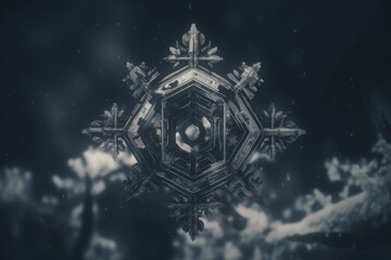 detailed snowflake on a black background