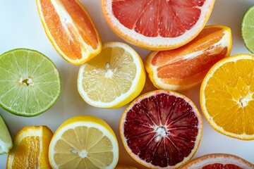 Vibrant Close-Up of Assorted Citrus Fruits Halves in Stunning 4K Resolution