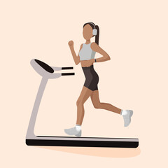 girl are running on a treadmill - faceless illustration