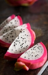 Top Close-Up View of Exquisite Dragon Fruit Slice in Stunning 4K Resolution
