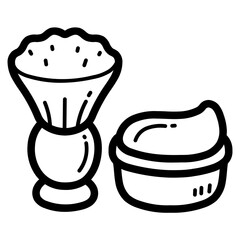 Shaving brush line icon style