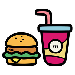 fast food filled outline icon style