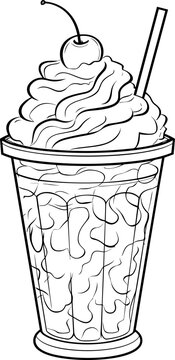 black and white milkshake with cherry clip art preview