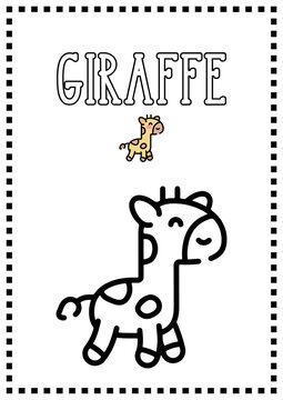 Spots and Colors: Captivating Stock Photos of Kids Coloring Books with a Giraffe