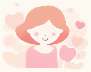 cute little boy with heart cartoon