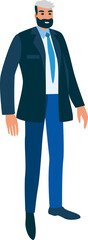 Businessman posing. Character of a successful person in business clothes. Vector illustration in Flat style