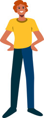 Man posing. Young Man Full Length Wearing Casual Clothes. Vector illustration in Flat style