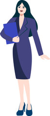 Businesswoman posing. Character of a successful person in business clothes. Vector illustration in Flat style