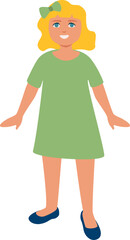 Baby girl posing. Baby girl Full Length Wearing Casual Clothes. Vector illustration in Flat style