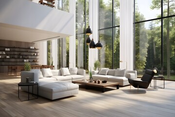 interior design of large luxury modern bright interiors living room