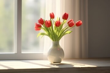 tulip flower in the vase close up AI Generated