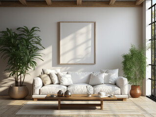 Wall Art in living room, Wall art mockup, Art wall in modern living room, dressable art wall mockup