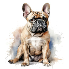 Fototapeta premium French Bulldog watercolor isolated, white background, ai .