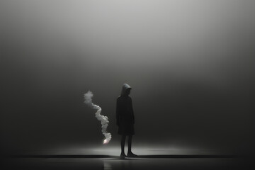 Obraz premium Black smoke and gloomy atmosphere.