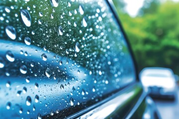 water drops on the car window make blurred vision AI Generated
