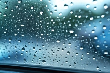 water drops on the car window make blurred vision AI Generated