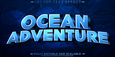 Ocean adventure text effect, editable blue and aqua text style