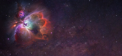 Fototapeta na wymiar starry universe with a colored nebula