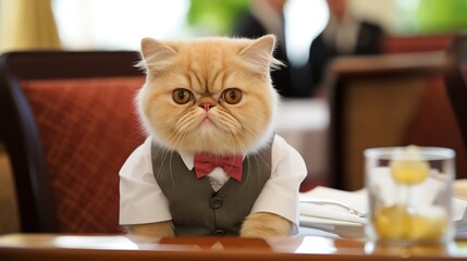 Meow-tastic Hospitality: Welcoming Exotic Shorthair Cat at the Hotel