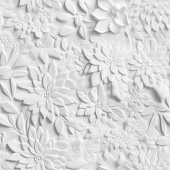Abstract Architecture Background. Seamless floral texture of interior wall decoration.Gypsum wall with flower and leaves 
