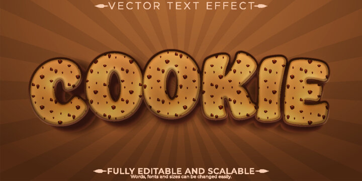 Cookie editable text effect, bakery and biscuit text style
