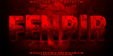 Wolf text effect, editable fenrir and viking text style - obrazy, fototapety, plakaty