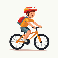 Fototapeta na wymiar kid boy riding bicycle vector flat minimalistic isolated illustration