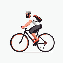 man riding bicycle vector flat minimalistic isolated illustration - obrazy, fototapety, plakaty