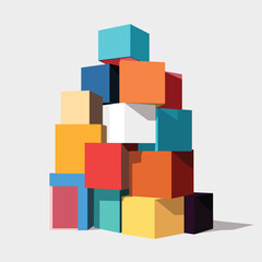 pile of colorfull boxes vector flat isolated illustration