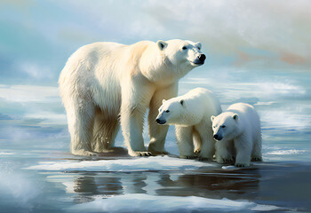 Obraz na płótnie Canvas polar bear on ice,ai generated