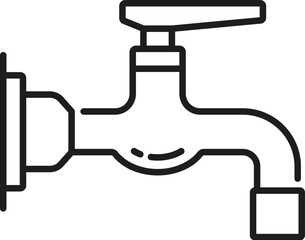 Tap kitchen and bathroom compression faucet outline icon. Kitchen watertap, toilet water mixer or house bathtub spigot valve linear vector icon. Bathroom modern tap outline sign or symbol