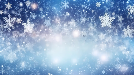 Fototapeta premium a background / cover illustration of snowflakes in perfect Bokeh light around Christmas, Generative AI 