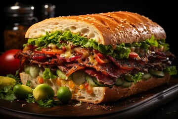 sandwich isolated on black background | Generative AI