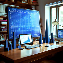 lcd tv screen, blue print, business, data, graph, analysis