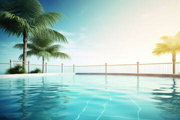 Fototapeta na wymiar Tropical pool with palm trees