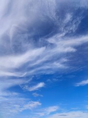 beautiful airatmosphere bright blue sky background abstract clear texture with white clouds.