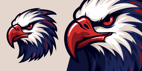 American Eagle in USA Colors: Logo, Mascot, Illustration, Vector Graphic for Sport and E-Sport Gaming Teams
