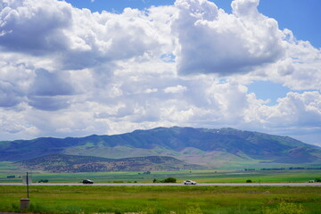 the state of Idaho colorful mountain landscape and cloud in spring