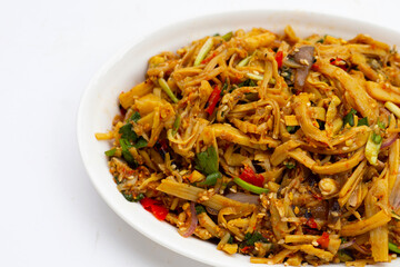 Spicy bamboo shoot salad. Thai food