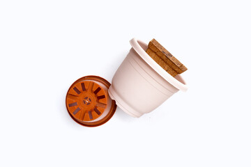 Plastic plant pots, containers on white background.