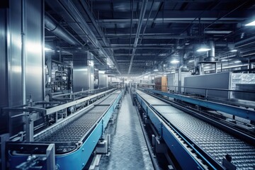 Obraz na płótnie Canvas stock photo of inside factory conveyor belt production