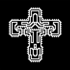 Cross with black and white patterns . 