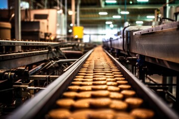 stock photo of inside factory conveyor belt production
